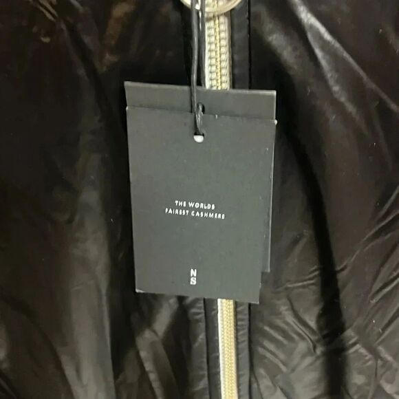 NWT women’s NAADAM black cashmere wool nylon hooded black zip up jacket sz small - Picture 8 of 8